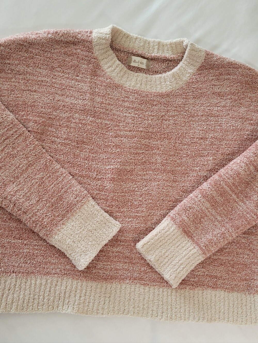 Altar'd State Blush Pink and Cream Crewneck Sweater